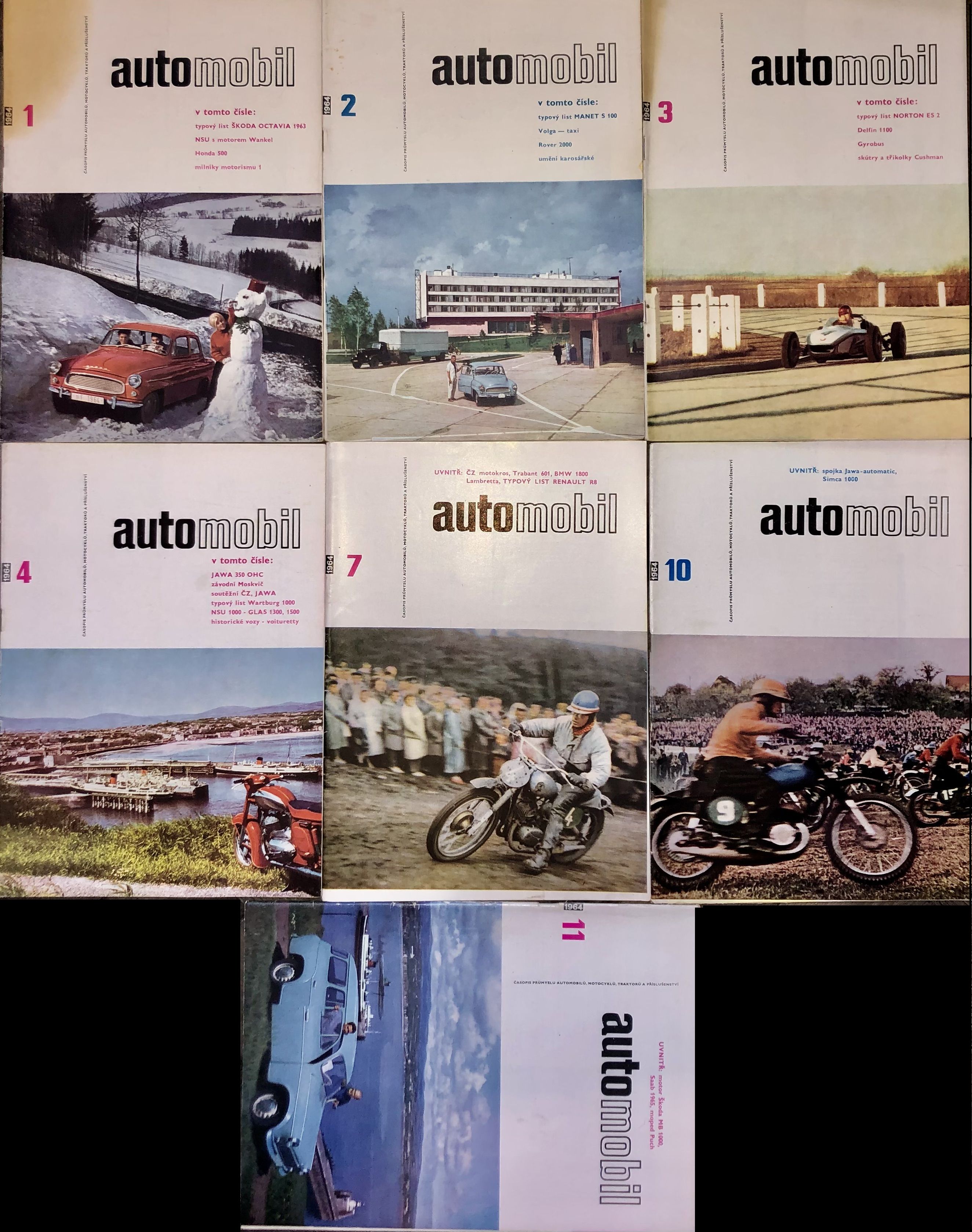 Automobil – ročník VIII (1964), č. 1, 2, 3, 4, 7, 10, 11 konvolut